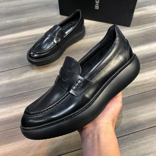 dress shoes road show cow leather light thick sole heightening men's muffin korean version one foot lefu, Black
dress shoes road show cow leather light thick sole heightening men's muffin korean version one foot lefu, Black