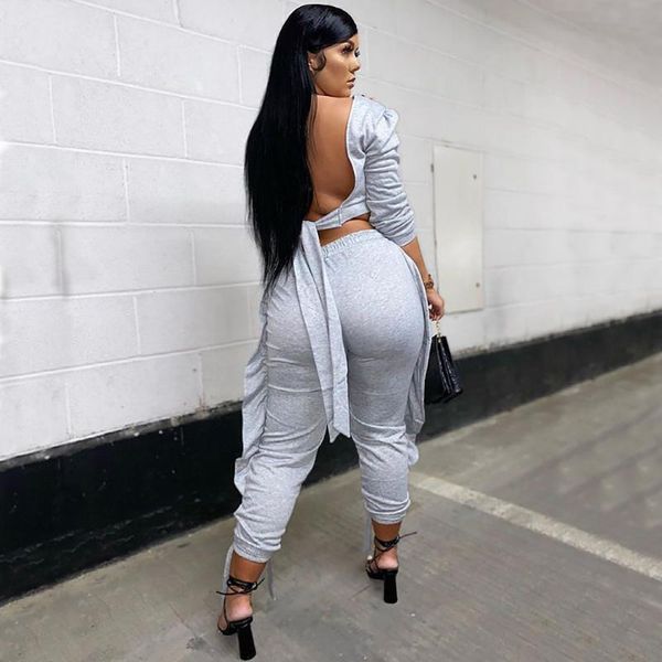 women's two piece pants trouser suits for women 2021 solid color backless long sleeve elastic waist sets wholesale items 2 pieces, White
women's two piece pants trouser suits for women 2021 solid color backless long sleeve elastic waist sets wholesale items 2 pieces, White