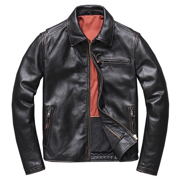 men's leather & faux genuine jacket first layer pure cowhide motorcycle frayed browncowhide coat for male, Black
men's leather & faux genuine jacket first layer pure cowhide motorcycle frayed browncowhide coat for male, Black