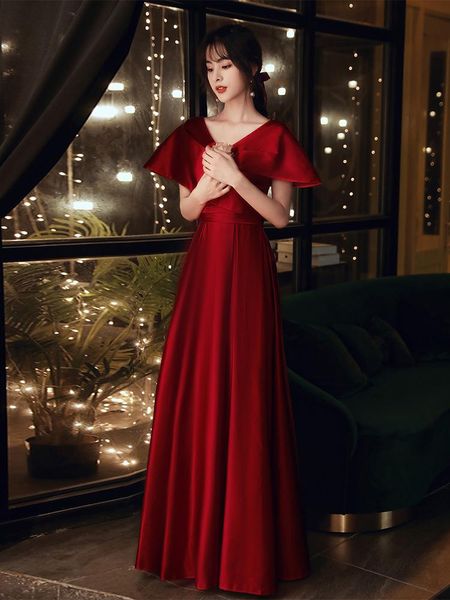 plus size 3xl lady bride wedding party toast dresses v-neck cloak sleeve skirt floor-length satin gown elegant engagement dress, Red
plus size 3xl lady bride wedding party toast dresses v-neck cloak sleeve skirt floor-length satin gown elegant engagement dress, Red