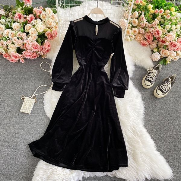 2021 vintage stand collar black mesh party midi women casual see-through long sleeve high waist veet vestidos female fashion 61tr, Black;gray
2021 vintage stand collar black mesh party midi women casual see-through long sleeve high waist veet vestidos female fashion 61tr, Black;gray