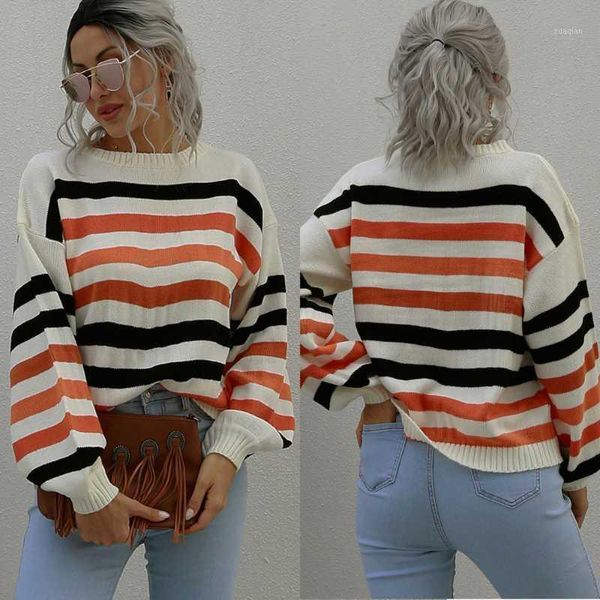 fashion striped woman sweaters o neck long sleeve sweater pullover knitted women 2021 women's, White;black
fashion striped woman sweaters o neck long sleeve sweater pullover knitted women 2021 women's, White;black