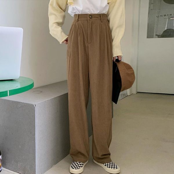 women's pants & capris coffee corduroy clothing spring and autumn 2021 high waist hanging feeling wide leg loose straight, Black;white
women's pants & capris coffee corduroy clothing spring and autumn 2021 high waist hanging feeling wide leg loose straight, Black;white