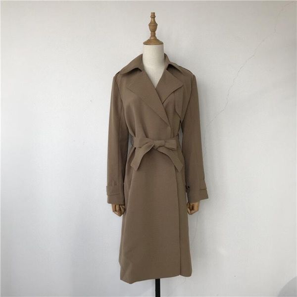 women's trench coats 2021 autumn winter long england style solid cotton coat for women, Tan;black
women's trench coats 2021 autumn winter long england style solid cotton coat for women, Tan;black