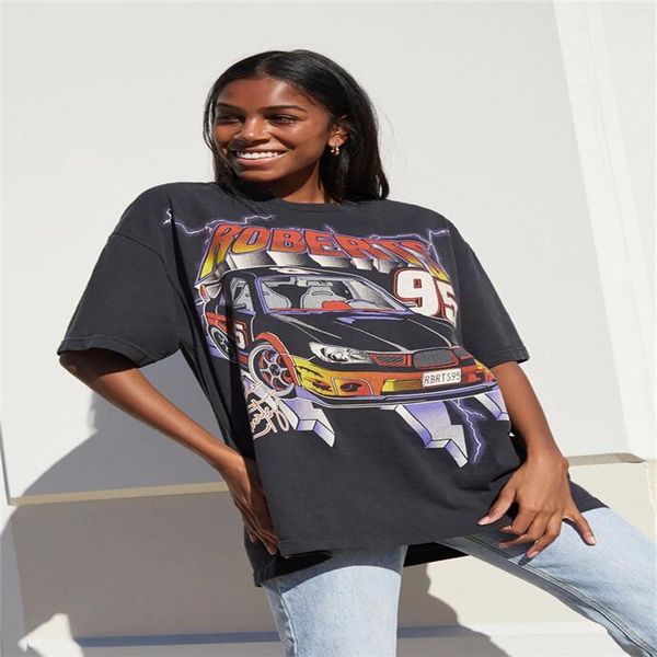 women's t-shirt women casual round neck loose short sleeve tees vintage car print pullover summer oversize girls, White
women's t-shirt women casual round neck loose short sleeve tees vintage car print pullover summer oversize girls, White