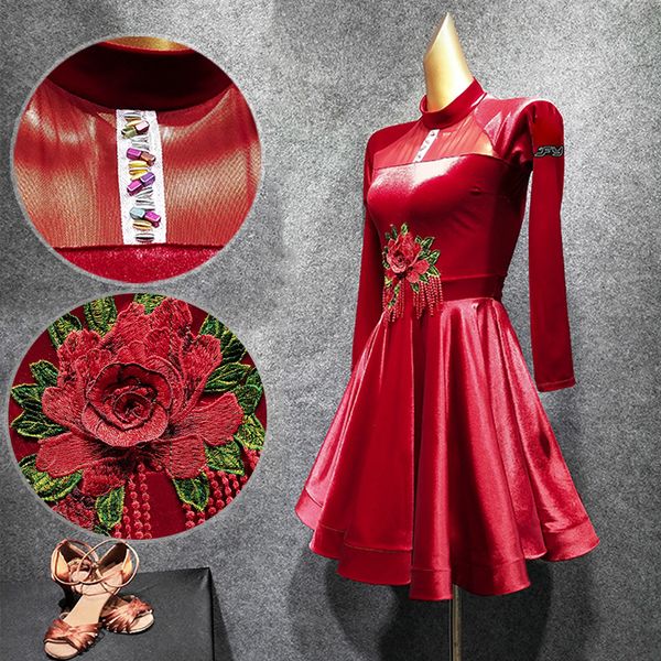 latin dance costume ladies new floral embroidery red dress celebration party dresses for women ballroom dance clothes vdb2963, Black;red
latin dance costume ladies new floral embroidery red dress celebration party dresses for women ballroom dance clothes vdb2963, Black;red