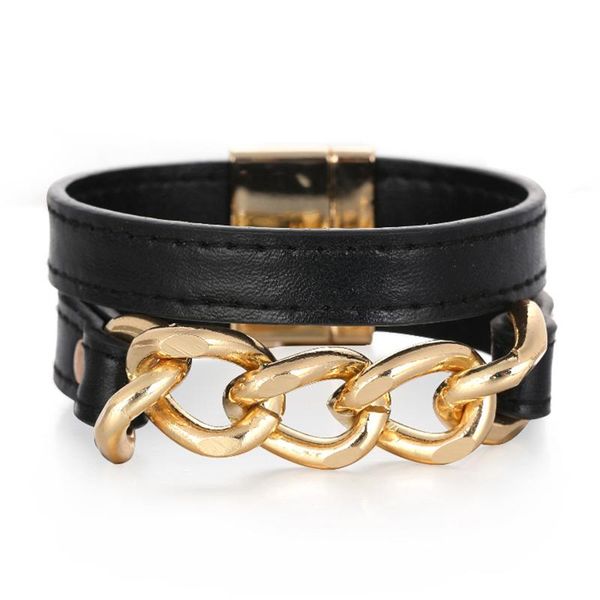 tennis amorcome punk women's vintage bracelet simple black leather gold thick chain wrap bracelets jewelry wide pulseras mujer gift, Golden;silver
tennis amorcome punk women's vintage bracelet simple black leather gold thick chain wrap bracelets jewelry wide pulseras mujer gift, Golden;silver