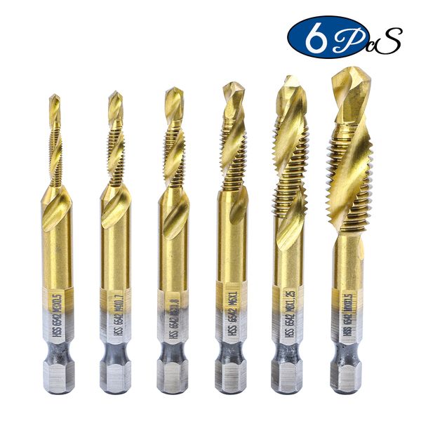 nindejin 6pcs/set metric thread tap drill bits set m3 m4 m5 m6 m8 m10 hex shank hss 6542 screw tap drill bits set for metal wood
nindejin 6pcs/set metric thread tap drill bits set m3 m4 m5 m6 m8 m10 hex shank hss 6542 screw tap drill bits set for metal wood