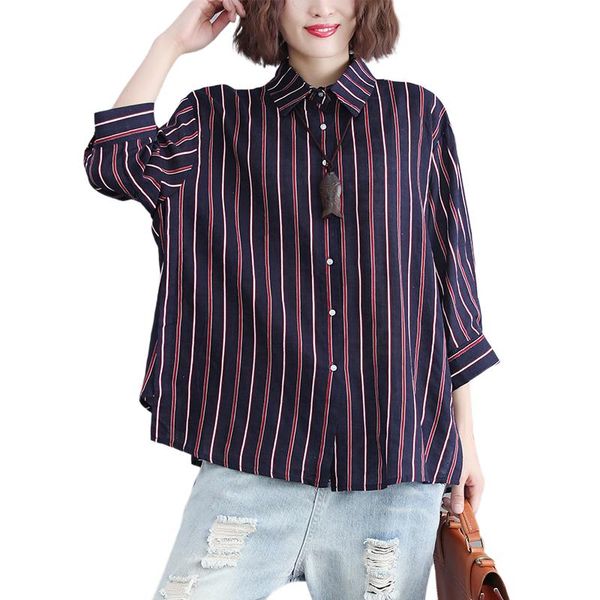 women's blouses & shirts striped women 2021 summer turn-down half sleeved loose casual office lady elegant outwear coat, White
women's blouses & shirts striped women 2021 summer turn-down half sleeved loose casual office lady elegant outwear coat, White