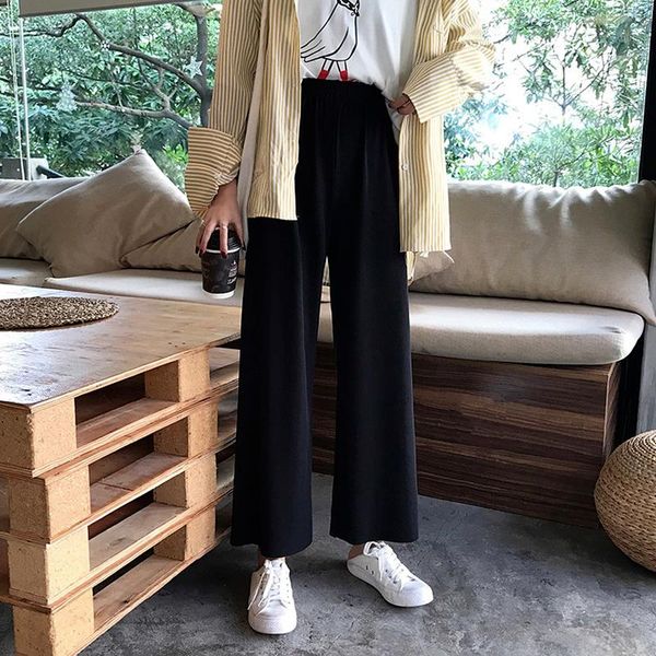 women's pants & capris 2021 spring korean black women harajuku casual all match high waist drape wide-leg mori girls simple trousers, Black;white
women's pants & capris 2021 spring korean black women harajuku casual all match high waist drape wide-leg mori girls simple trousers, Black;white