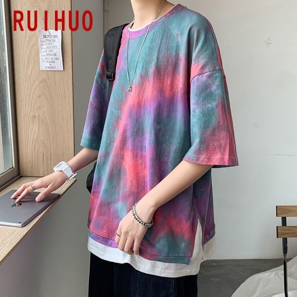 men's t-shirts ruihuo 2021 tie-dye half sleeve t shirt men tshirt male summer cotton tee casual fashion m-2xl funny clothing, White;black
men's t-shirts ruihuo 2021 tie-dye half sleeve t shirt men tshirt male summer cotton tee casual fashion m-2xl funny clothing, White;black