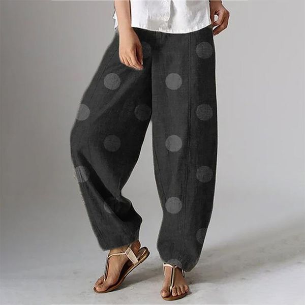 women's pants & capris 2021 fashion woman casual dot print cotton and linen workout sports long wide leg femme trousers, Black;white
women's pants & capris 2021 fashion woman casual dot print cotton and linen workout sports long wide leg femme trousers, Black;white