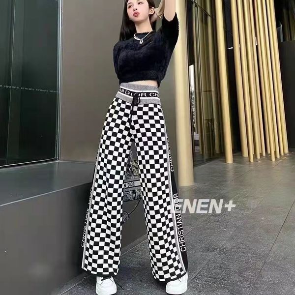 21 autumn winter new letter chessboard lattice jacquard knitted loose and thin high waist wide leg pants women's pants, Black;white
21 autumn winter new letter chessboard lattice jacquard knitted loose and thin high waist wide leg pants women's pants, Black;white