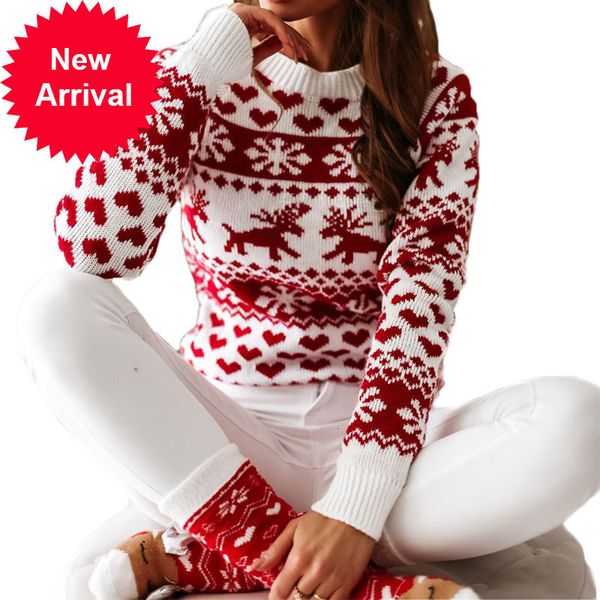 women christmas elk printed sweater elegant fashion full length regular sleeve round neck pullover sweaters, White;black
women christmas elk printed sweater elegant fashion full length regular sleeve round neck pullover sweaters, White;black