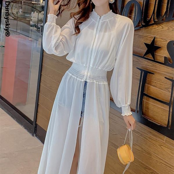 women's trench coats 2021 spring autumn stand collar long sleeve white mesh drawstring windbreaker women fashion, Tan;black
women's trench coats 2021 spring autumn stand collar long sleeve white mesh drawstring windbreaker women fashion, Tan;black