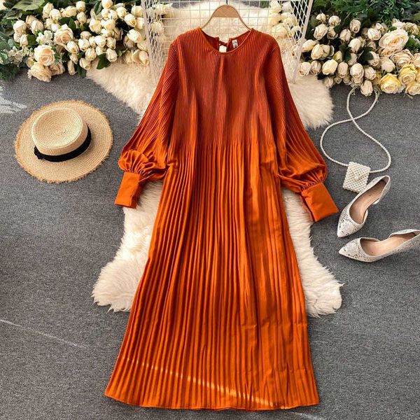foamlina new spring fashion full sleeve round neck long dress women lace up hollow out back a-line pleated chiffon maxi dress y0603, Black;gray 
foamlina new spring fashion full sleeve round neck long dress women lace up hollow out back a-line pleated chiffon maxi dress y0603, Black;gray