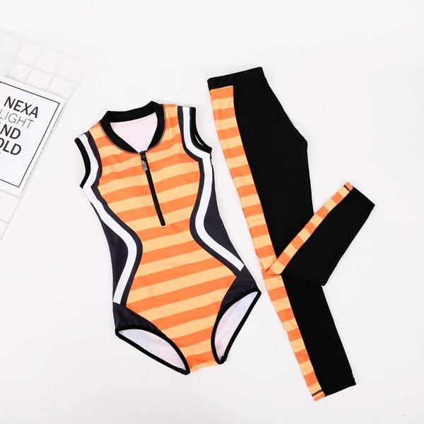 2021 women sport swimsuit vintage swimwear with long pants padded surfing suit beach wear stripped zipper sportswear
2021 women sport swimsuit vintage swimwear with long pants padded surfing suit beach wear stripped zipper sportswear
