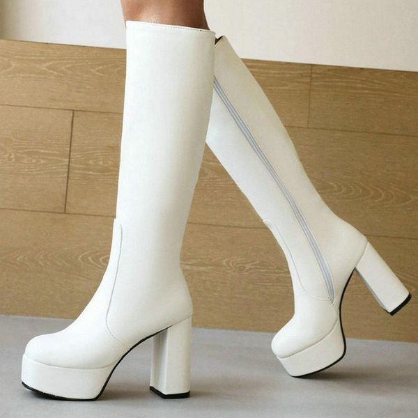 boots 2021 women knee high platform square heel ladies motorcycle pu leather side zipper round toe women's, Black
boots 2021 women knee high platform square heel ladies motorcycle pu leather side zipper round toe women's, Black