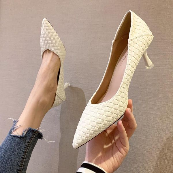 dress shoes summer fashion women 6cm thin high heels pumps pointed toe slip on white leather lady party, Black
dress shoes summer fashion women 6cm thin high heels pumps pointed toe slip on white leather lady party, Black