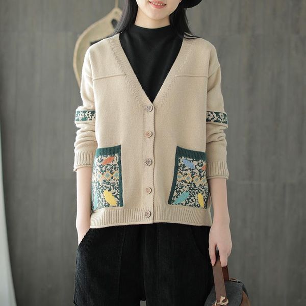 women's jackets autumn winter retro fashion women knitting coat v-neck loose geometric pattern blended ladies casual, Black;brown
women's jackets autumn winter retro fashion women knitting coat v-neck loose geometric pattern blended ladies casual, Black;brown