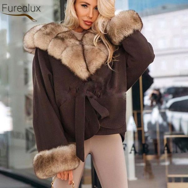 women's fur & faux furealux arrival real wool coat with natural collar short autumn winter high-quality fashion street style, Black
women's fur & faux furealux arrival real wool coat with natural collar short autumn winter high-quality fashion street style, Black