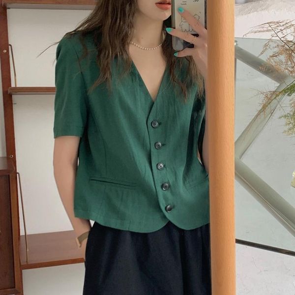 women's suits & blazers real shooting han fan 2021 french simple single wearing small suit coat feminine retro v-neck short sleeve top, White;black
women's suits & blazers real shooting han fan 2021 french simple single wearing small suit coat feminine retro v-neck short sleeve top, White;black