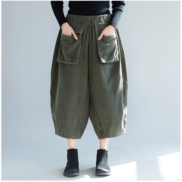 women's pants & capris women vintage corduroy cropped autumn winter thicken big pockets elastic waist loose casual harem solid trousers, Black;white
women's pants & capris women vintage corduroy cropped autumn winter thicken big pockets elastic waist loose casual harem solid trousers, Black;white