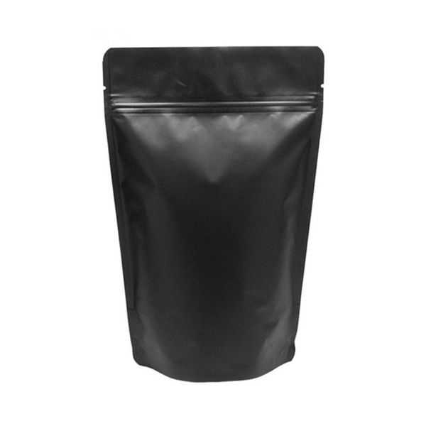 

Thick Matte Black Aluminum Foil Zip Lock Bag Stand up Resealable Ground Coffee Powder Nuts Tea Snack Biscuits X-mas Gifts Packaging Pouches Support Logo Printing