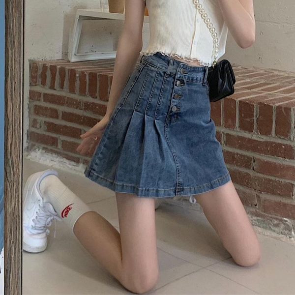 skirts zoki pleated women denim skirt korean high waist lined jeans mini fashion a line black female button cotton 2021
skirts zoki pleated women denim skirt korean high waist lined jeans mini fashion a line black female button cotton 2021