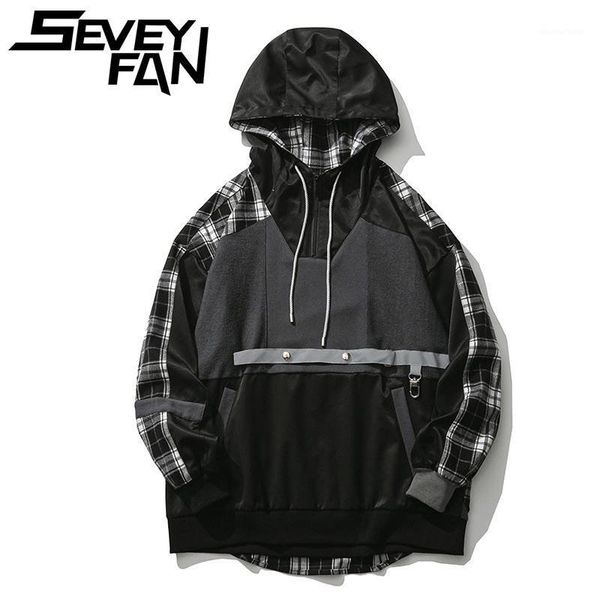 men's hoodies & sweatshirts seveyfan 2021 hip hop hoodie street loose patchwork plaid hooded sweatshirt long sleeve pullover jacket, Black
men's hoodies & sweatshirts seveyfan 2021 hip hop hoodie street loose patchwork plaid hooded sweatshirt long sleeve pullover jacket, Black