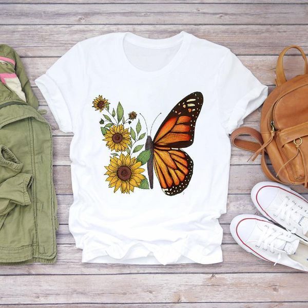 women butterfly printing sunflower short sleeve lady fashion print t-shirts t shirt ladies womens graphic female tee t-shirt, White
women butterfly printing sunflower short sleeve lady fashion print t-shirts t shirt ladies womens graphic female tee t-shirt, White