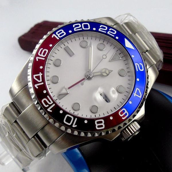 wristwatches 40mm white sterile dial sapphire glass date gmt blue red bezel luminous marks case back automatic movement mens watch, Slivery;brown
wristwatches 40mm white sterile dial sapphire glass date gmt blue red bezel luminous marks case back automatic movement mens watch, Slivery;brown
