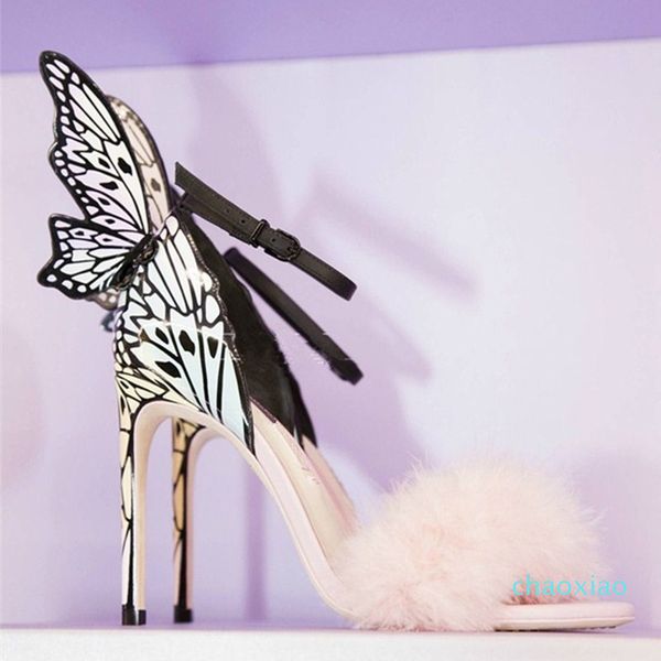 colorful butterfly wing buckle strap open toe feathers women shoes party dress pumps, Black
colorful butterfly wing buckle strap open toe feathers women shoes party dress pumps, Black