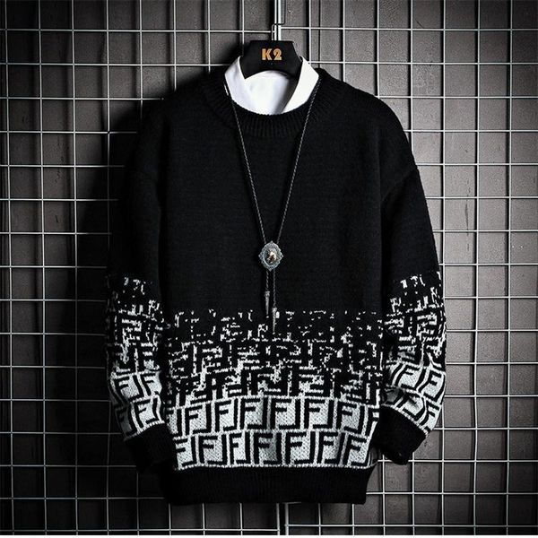 men's sweaters autumn winter sweater retro japanese color contrast ins fashion casual pullover, White;black
men's sweaters autumn winter sweater retro japanese color contrast ins fashion casual pullover, White;black