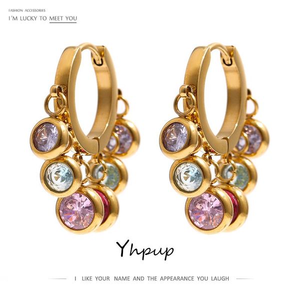hoop & huggie yhpup stainless steel colorful cubic zirconia earrings for women exquisite fashion metal texture geometric gift, Golden;silver
hoop & huggie yhpup stainless steel colorful cubic zirconia earrings for women exquisite fashion metal texture geometric gift, Golden;silver