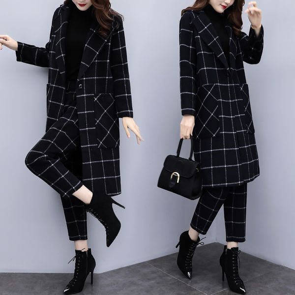 spring and autumn new large size of women loose plaid jacket pencil nine casual fashion pants two-piece fbsh, Gray
spring and autumn new large size of women loose plaid jacket pencil nine casual fashion pants two-piece fbsh, Gray