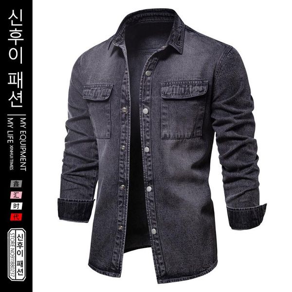 men's jackets 100% cotton denim men casual solid color pocket thin jacket for style spring clothing drop, Black;brown
men's jackets 100% cotton denim men casual solid color pocket thin jacket for style spring clothing drop, Black;brown