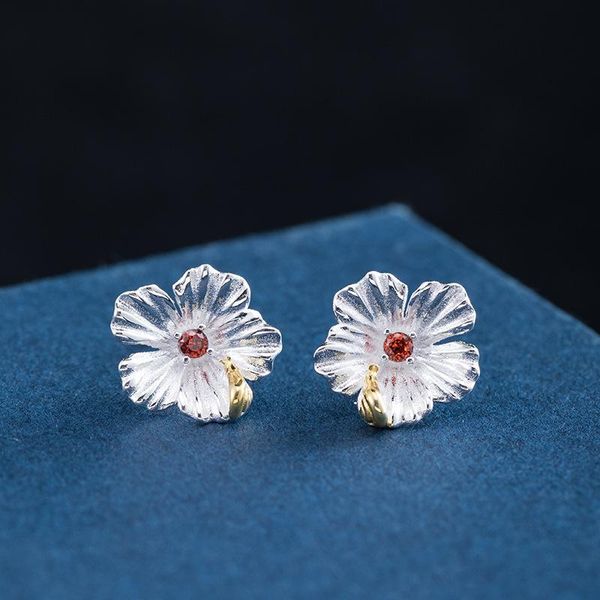 stud real s925 sterling sliver inlaid zircon flower earrings female retro minority handmade fine jewelry, Golden;silver
stud real s925 sterling sliver inlaid zircon flower earrings female retro minority handmade fine jewelry, Golden;silver