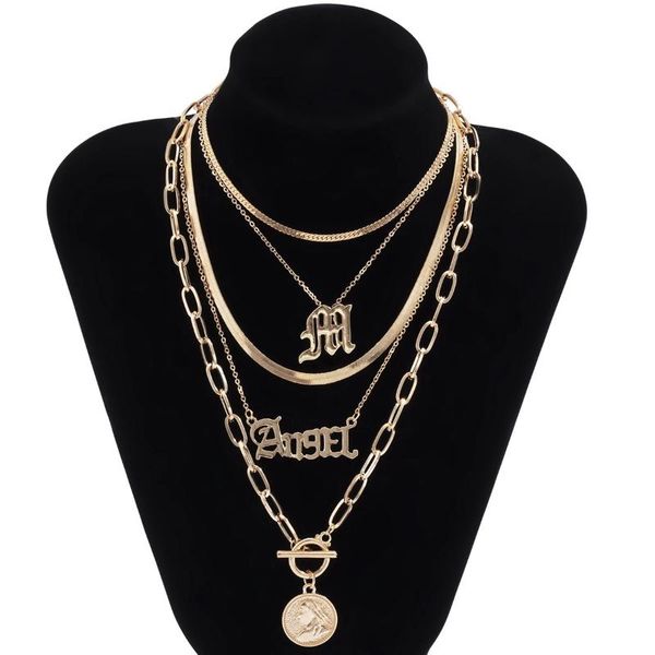 pendant necklaces 2021 punk multi layered carved coin letter head embossed choker necklace statement portrait for women jewelry, Silver
pendant necklaces 2021 punk multi layered carved coin letter head embossed choker necklace statement portrait for women jewelry, Silver