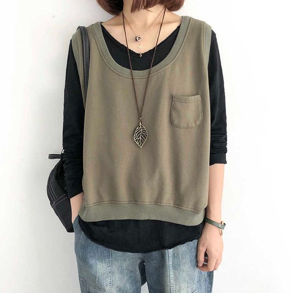 women's vests women spring autumn fashion japan harajuku simple style round neck solid color sleeveless waistcoat female casual oversiz, Black;white
women's vests women spring autumn fashion japan harajuku simple style round neck solid color sleeveless waistcoat female casual oversiz, Black;white