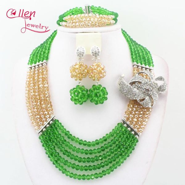 earrings & necklace 2021 est florid green and golden nigerian wedding bride jewelry set gift costume african beads n0055, Silver
earrings & necklace 2021 est florid green and golden nigerian wedding bride jewelry set gift costume african beads n0055, Silver