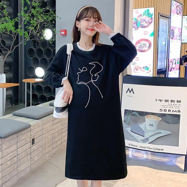 maternity dresses preppy style pregnant women fashion loose spring and autumn clothes knee-length pregnancy fleece dress hoodies, White
maternity dresses preppy style pregnant women fashion loose spring and autumn clothes knee-length pregnancy fleece dress hoodies, White