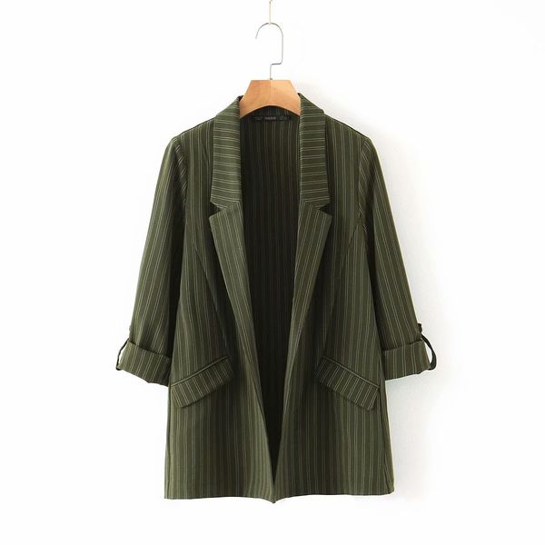 female spring autumn fashion vertical stripes collar sleeve women's suit jacket 0pye, White;black
female spring autumn fashion vertical stripes collar sleeve women's suit jacket 0pye, White;black