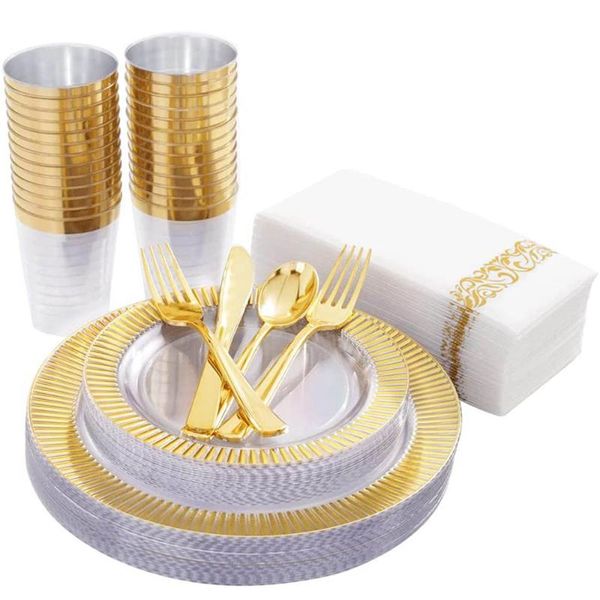 disposable dinnerware 85pcs golden rose gold tableware plastic dinner plate salad cup silverware napkin set wedding party supplies
disposable dinnerware 85pcs golden rose gold tableware plastic dinner plate salad cup silverware napkin set wedding party supplies