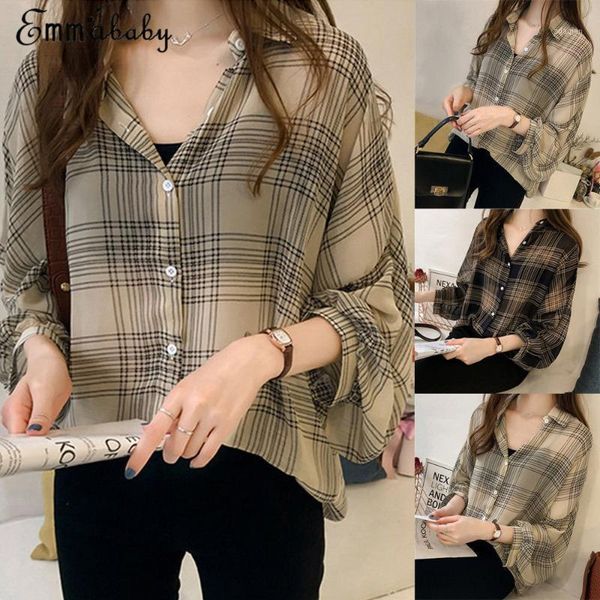fashion women's long sleeve shirts plaid chiffon girls summer blouse spring ladies casual plus size -4xl blouses, White
fashion women's long sleeve shirts plaid chiffon girls summer blouse spring ladies casual plus size -4xl blouses, White