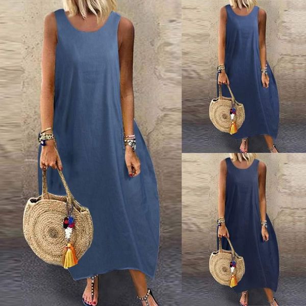 women's denim blue sundress zanzea 2021 stylish summer dress casual sleeveless maxi vestidos female solid robe plus size s-5xl, Black;gray
women's denim blue sundress zanzea 2021 stylish summer dress casual sleeveless maxi vestidos female solid robe plus size s-5xl, Black;gray