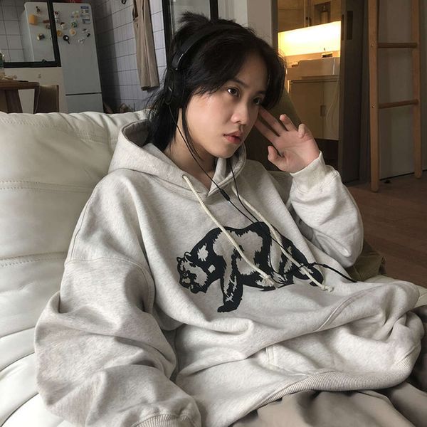 early style student loose thin hooded sweater fashion wear out, Black
early style student loose thin hooded sweater fashion wear out, Black