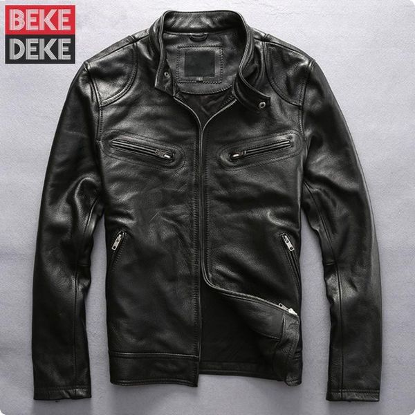 korean style slim fit mens short cow 100% real leather jackets biker motorcycle coat for male stand collar chaquetas hombre, Black
korean style slim fit mens short cow 100% real leather jackets biker motorcycle coat for male stand collar chaquetas hombre, Black