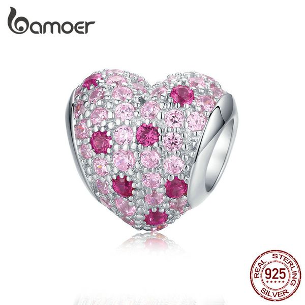 bamoer 925 sterling silver pink cz heart charm for original silver snake bracelets women romantic jewelry accessories bsc118 q0531, Black
bamoer 925 sterling silver pink cz heart charm for original silver snake bracelets women romantic jewelry accessories bsc118 q0531, Black