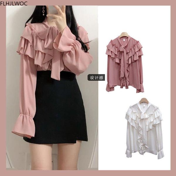 pink white solid shirts long sleeve single breasted button casual cute sweet bow tie women korea japan style ruffled blusas
pink white solid shirts long sleeve single breasted button casual cute sweet bow tie women korea japan style ruffled blusas